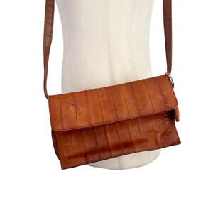 Vintage Lee Sands Eel Skin Wallet Shoulder Bag Brown